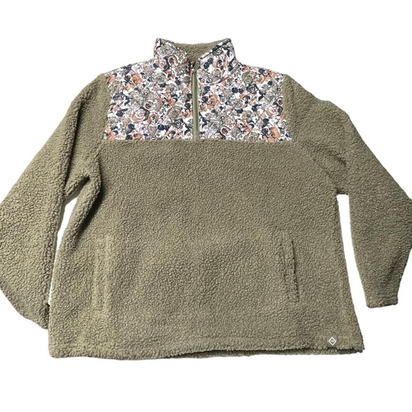Vera Bradley Teddy Fleece Pullover Floral Sage - Picture 1 of 6
